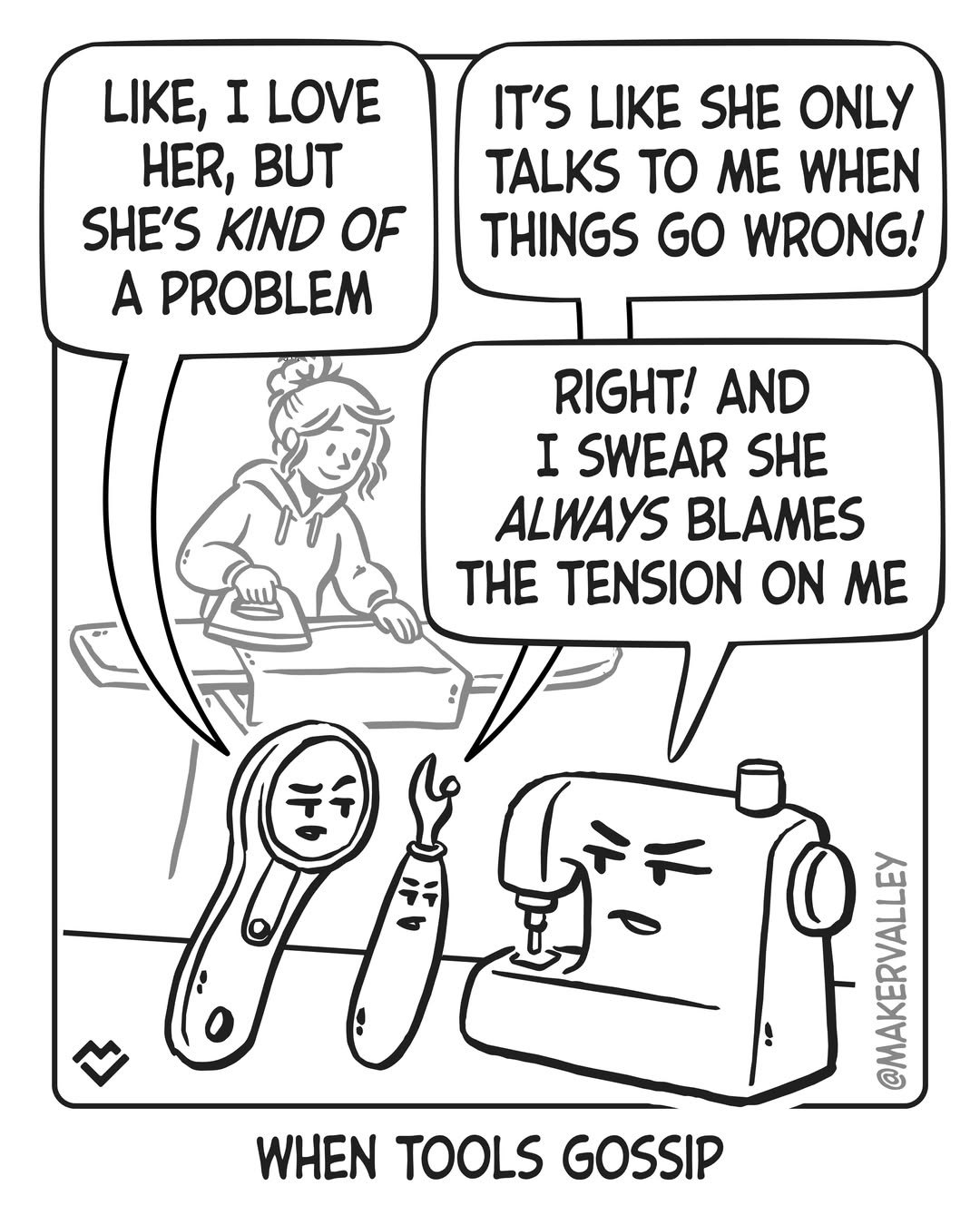 Saturday Morning Cartoon: what our sewing tools would say if they could talk