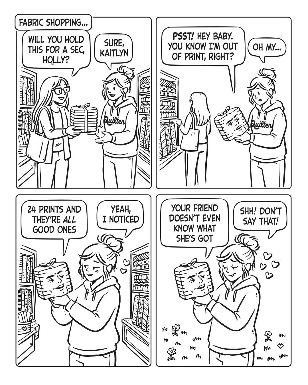 Saturday Morning Cartoon: a flirty out-of-print fabric bundle, part 1