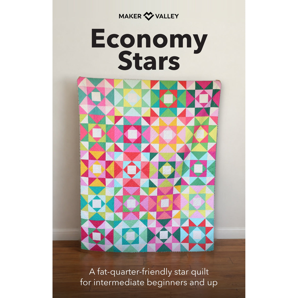 Economy Stars quilt pattern cover by Maker Valley