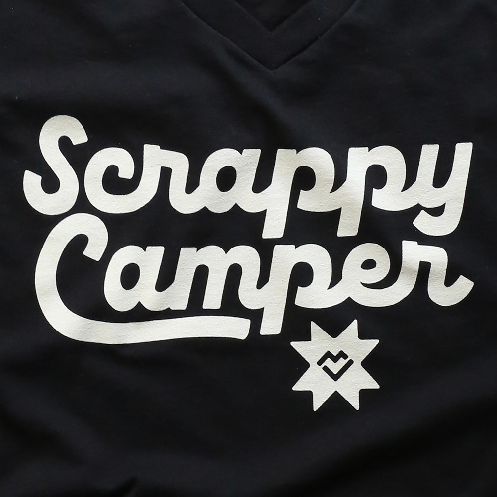 Scrappy Camper - V-Neck T-Shirt (Black)