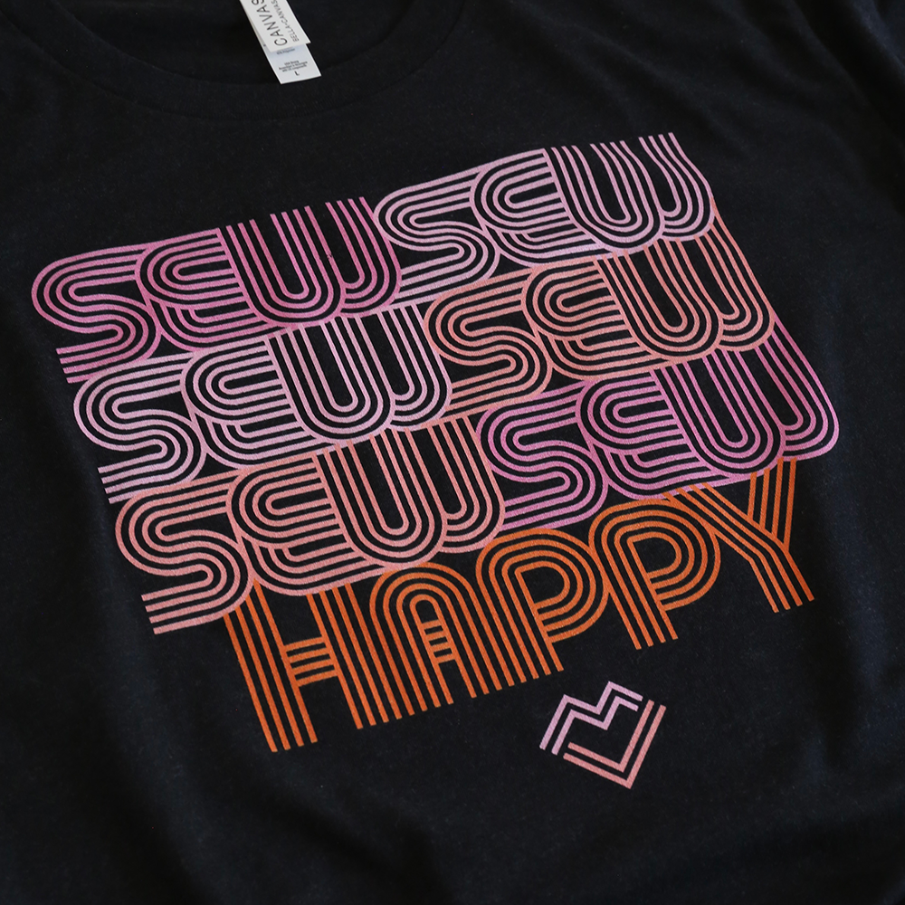 Sew Sew Sew Happy - V-Neck T-Shirt (Black)