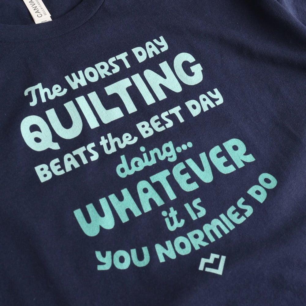 Best Day Quilting - V-neck T-shirt (Navy)