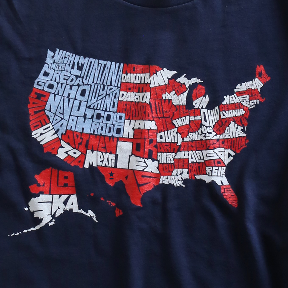 USA Flag Map - T-shirt (Navy)