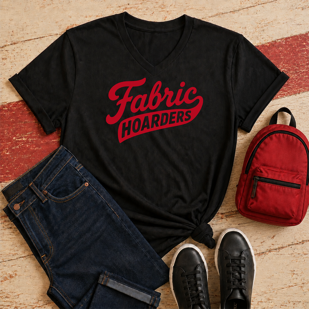 Fabric College: Fabric Hoarders Script - V-neck T-shirt (Black)
