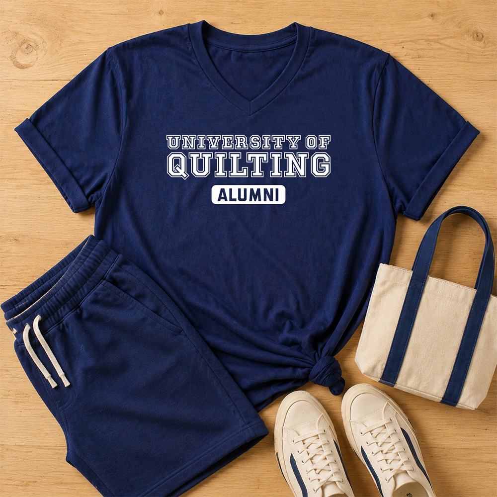 University of Quilting: Alumni - V-neck T-shirt (Navy)
