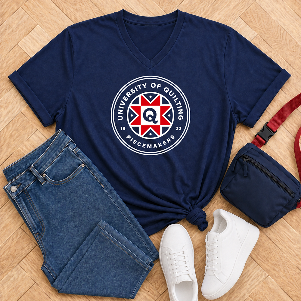 University of Quilting: Emblem - V-neck T-shirt (Navy)