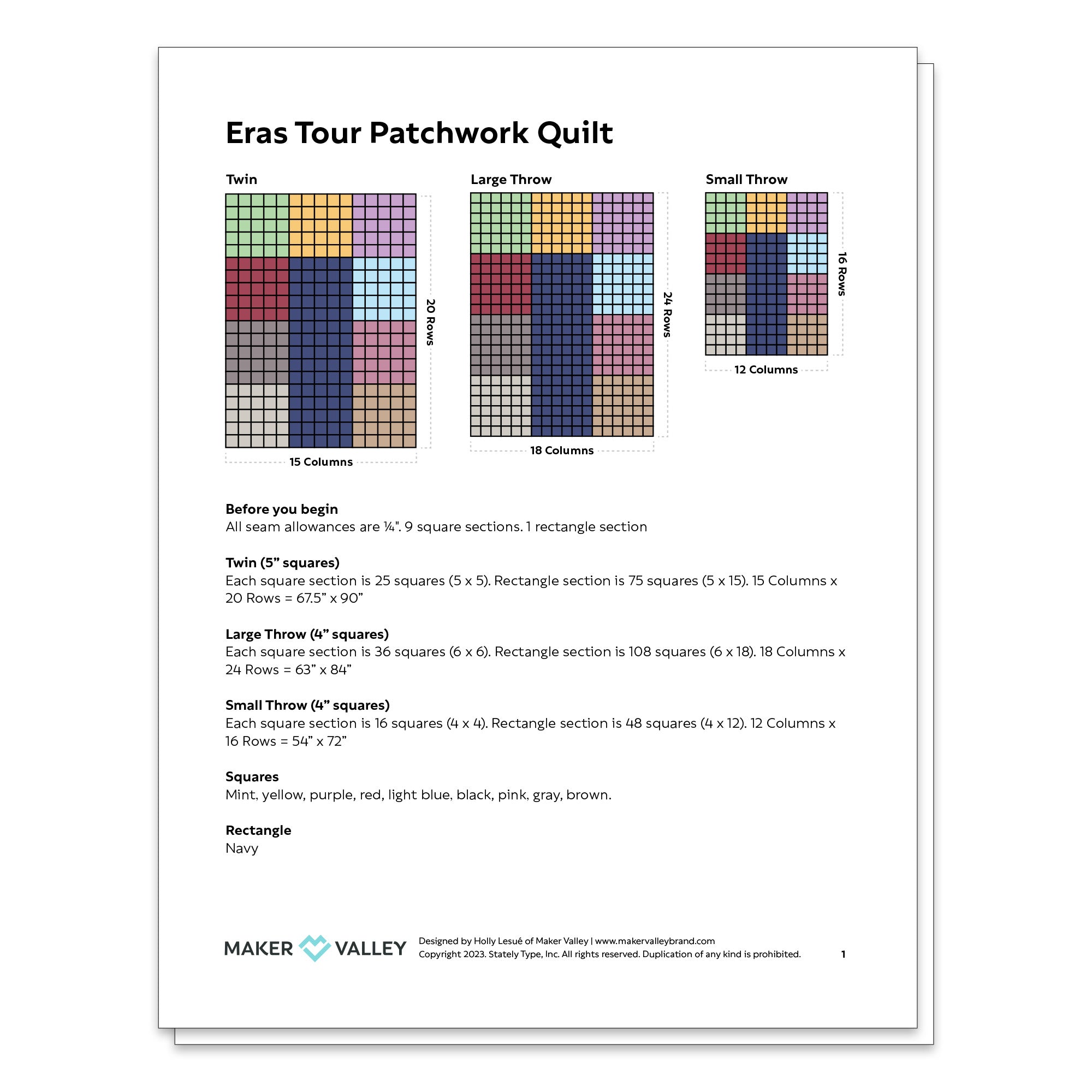 Eras Tour Patchwork Quilt Tutorial - Downloadable PDF
