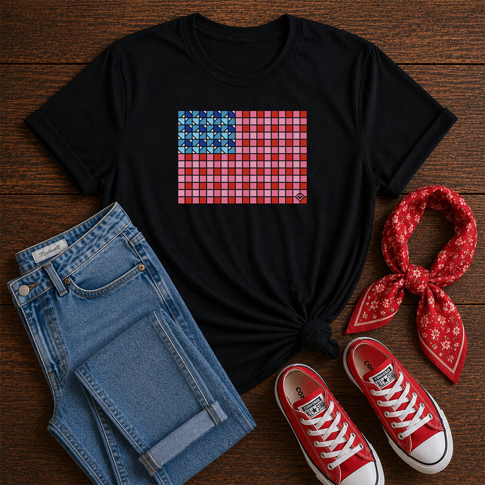 Yankee Doodle Gingham - T-shirt (Black)