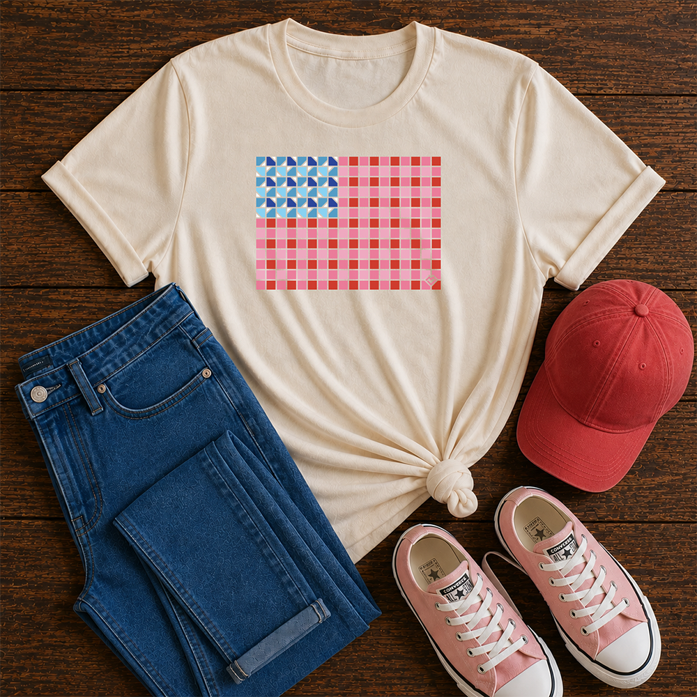 Yankee Doodle Gingham - T-shirt (Cream)