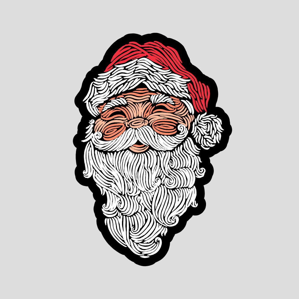 Woodcut Santa - Sticker