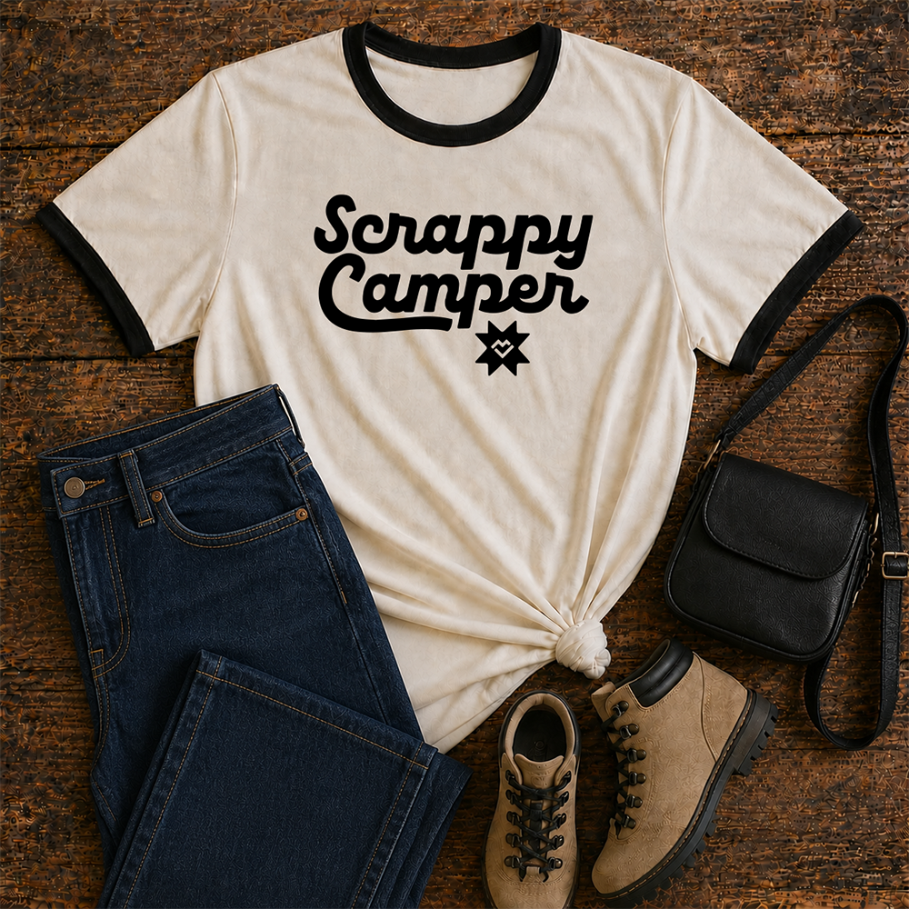 Scrappy Camper - Ringer T-shirt (Cream)