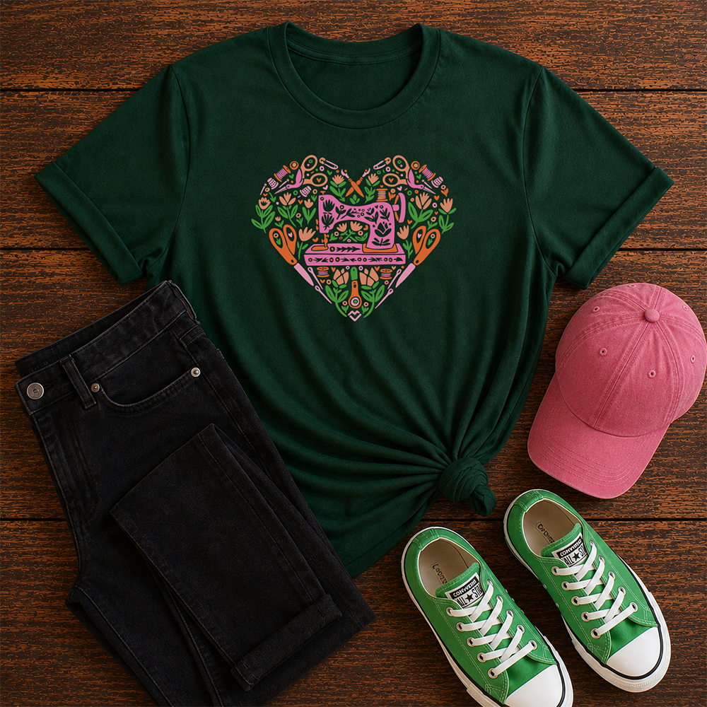 Sewing Heart - T-Shirt (Forest)