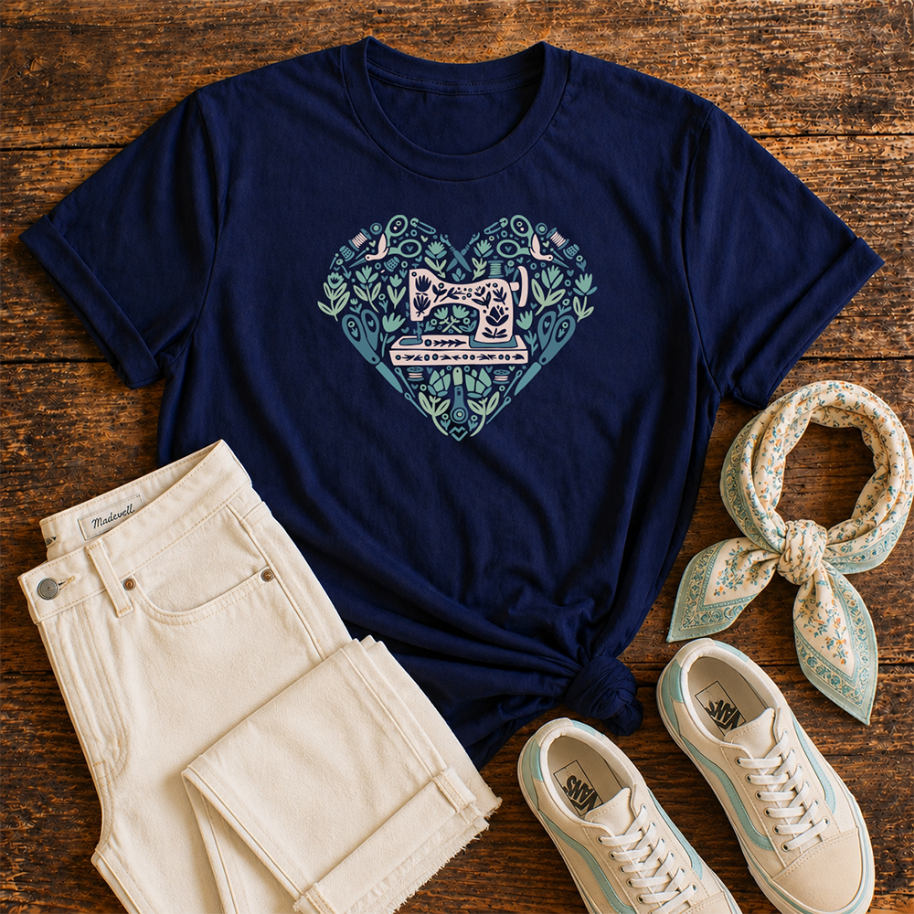 Heart stitch denim navy blue パンツ Heart stitch denim andmary