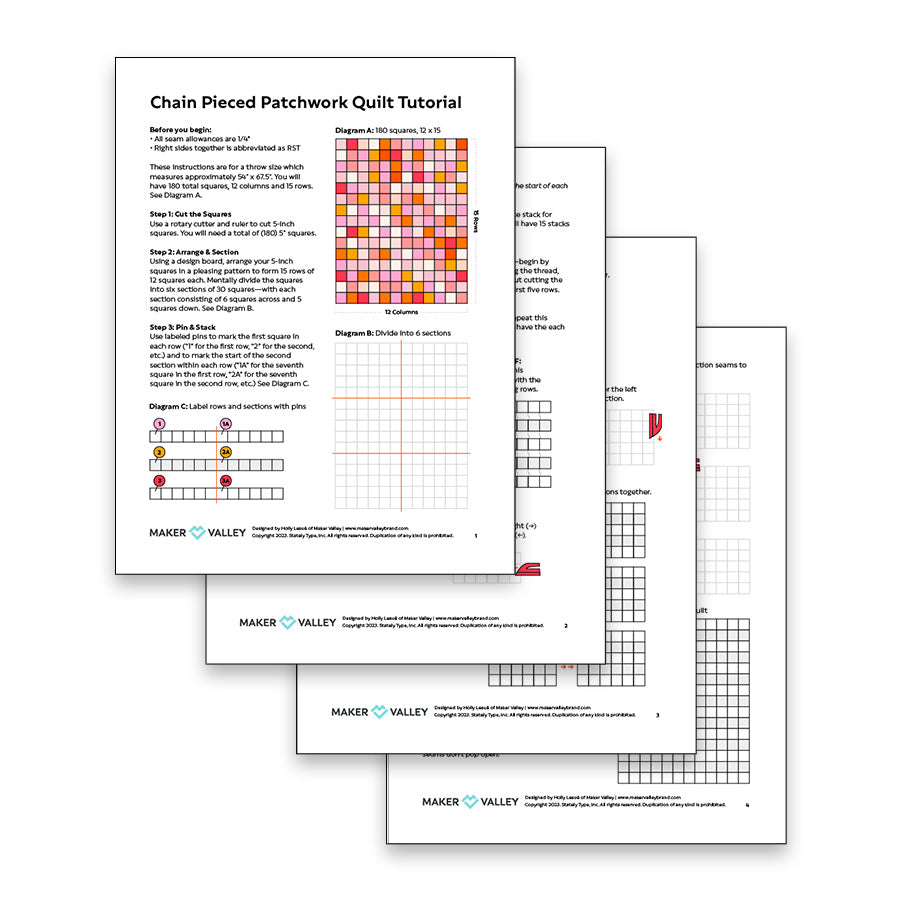 Chain Pieced Patchwork Quilt Tutorial - Downloadable PDF