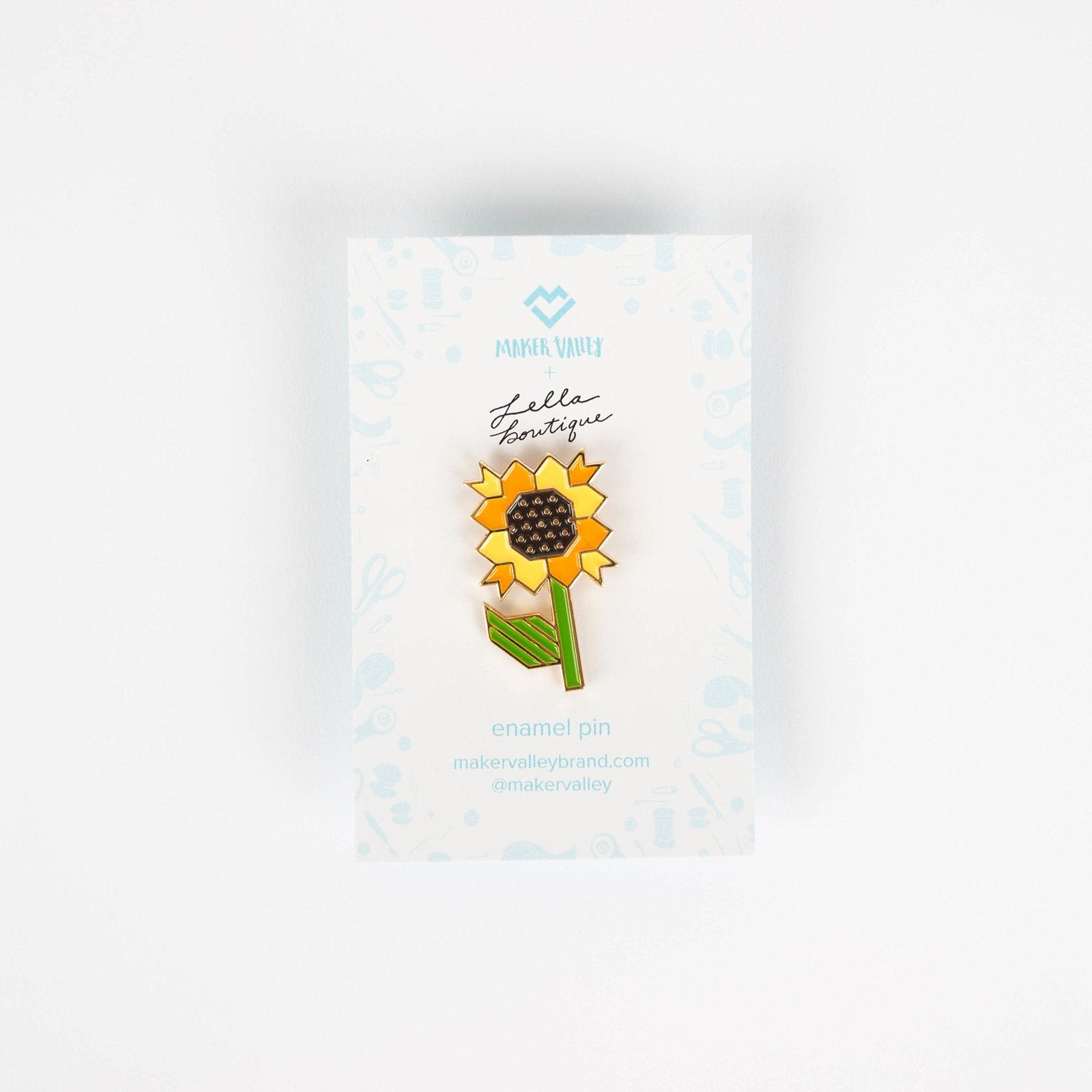 Scrappy Sunflower Enamel Pin (By Lella Boutique) - Maker Valley