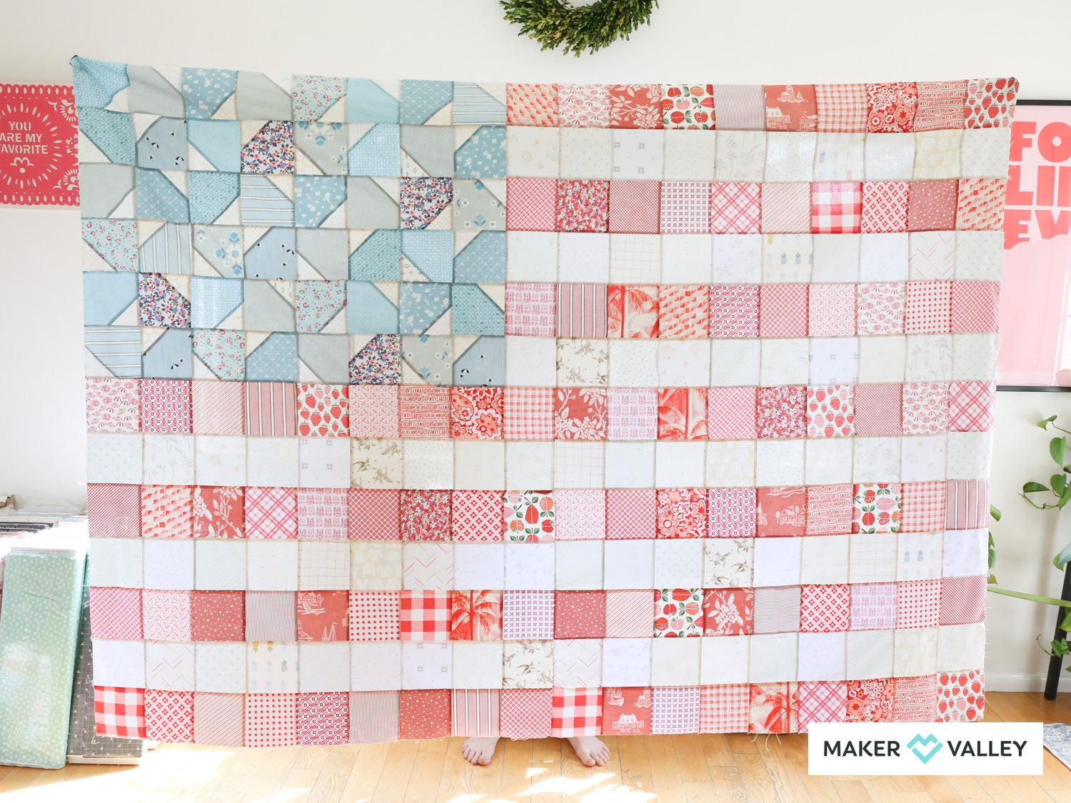 A Finished Yankee Doodle Dandy (Washed Out) Quilt Top!