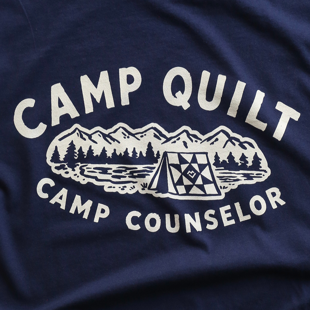 Camp Quilt Counselor - V-Neck T-Shirt (Navy)