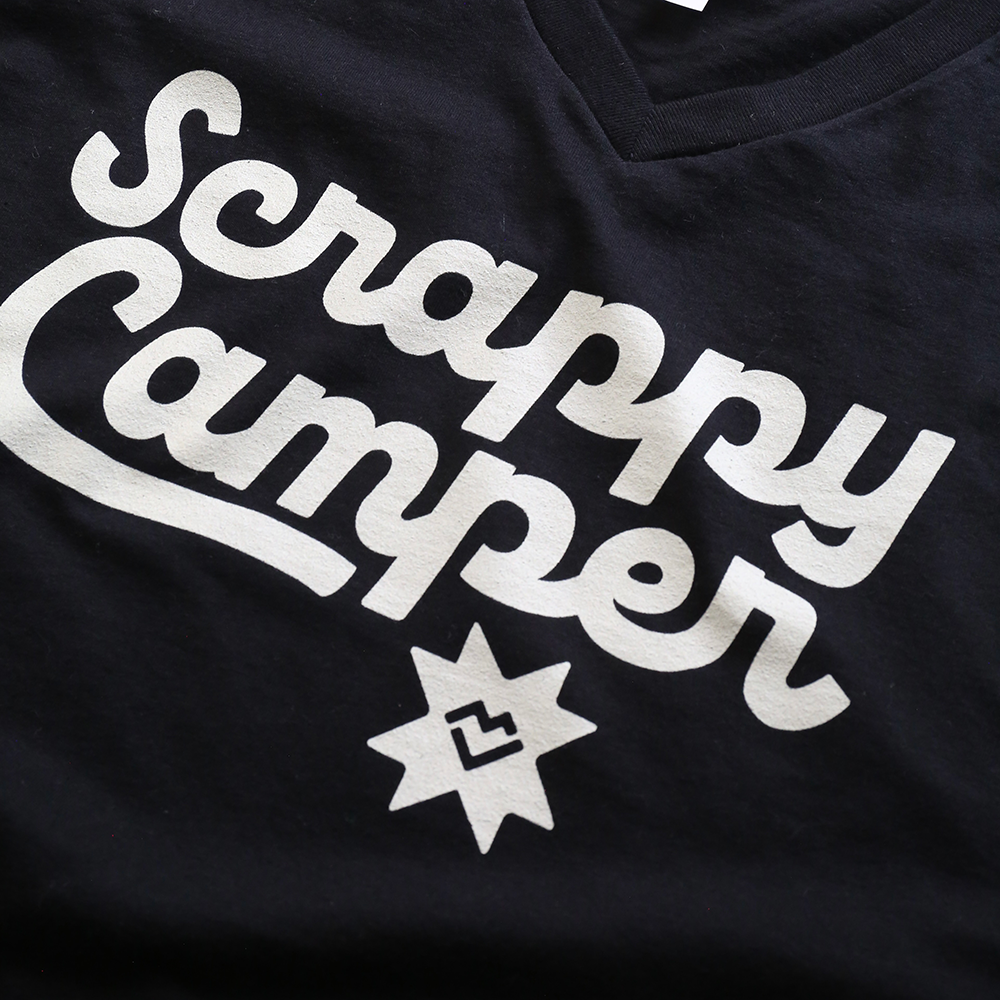 Scrappy Camper - V-Neck T-Shirt (Black)
