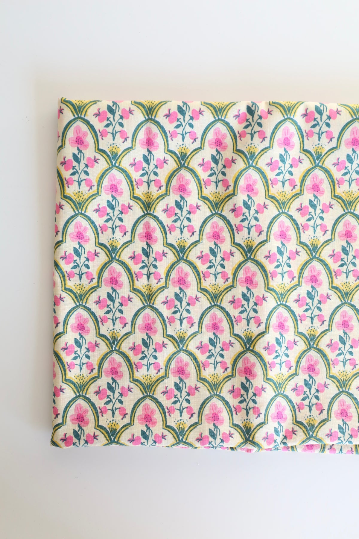 Wood Block Floral from Malibu by Heather Ross (pink) - 1 Yard