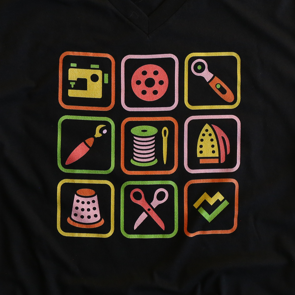 Sewing Symbols - V-Neck T-Shirt (Black)