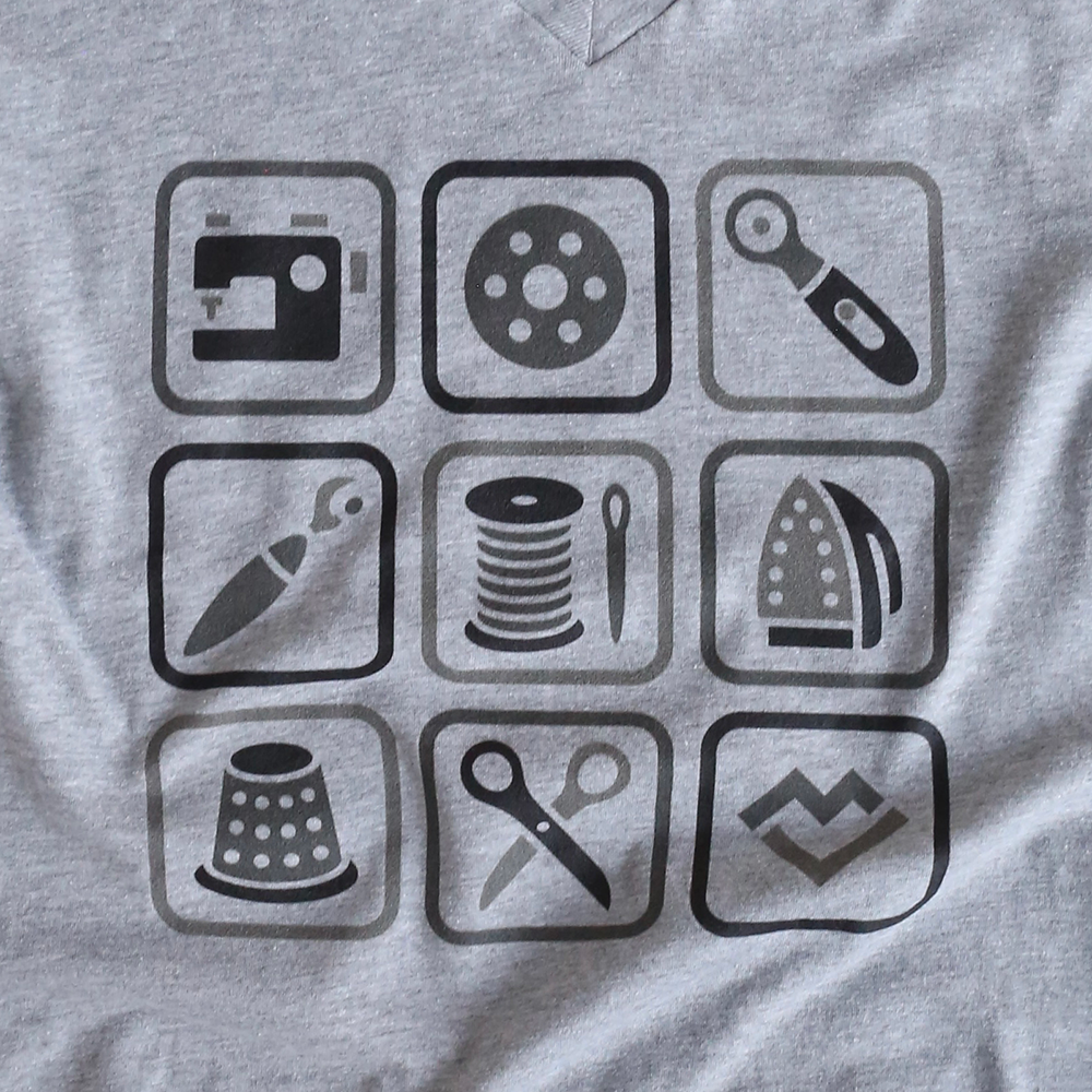 Sewing Symbols - V-Neck T-Shirt (Gray)