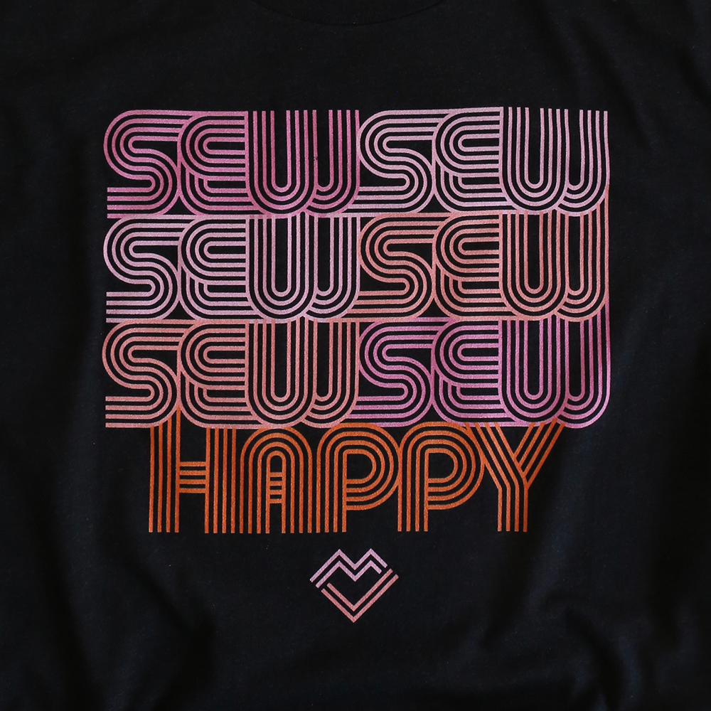 Sew Sew Sew Happy - V-Neck T-Shirt (Black)