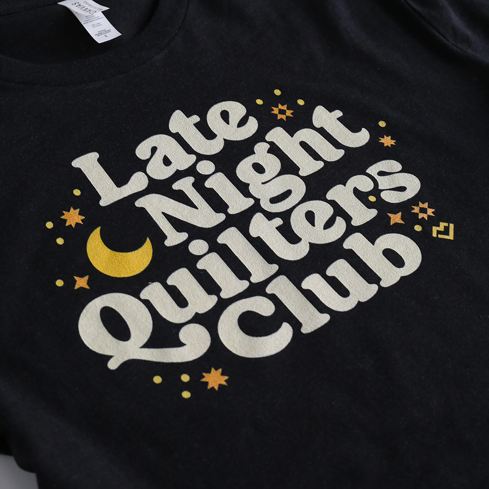 Late Night Quilters Club - V-neck T-shirt (Black)