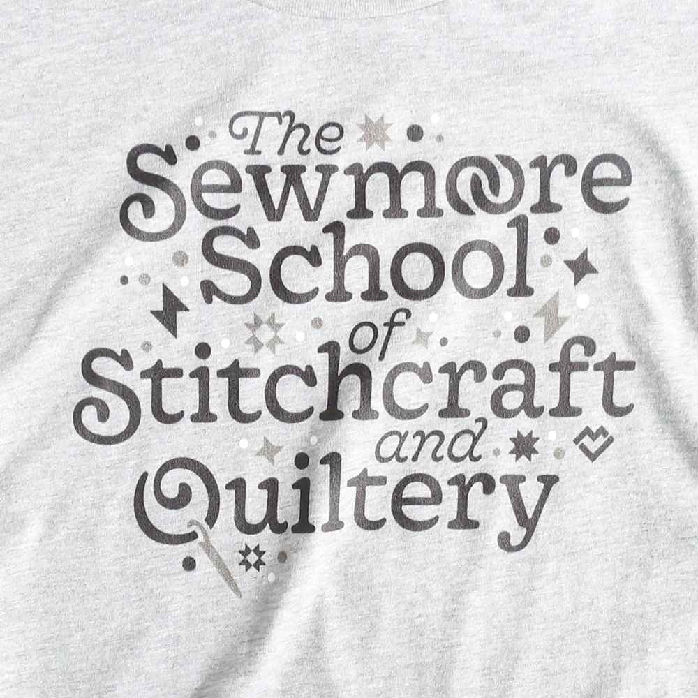 Sewmoore School of Stitchcraft and Quiltery - V-neck T-shirt (Gray)