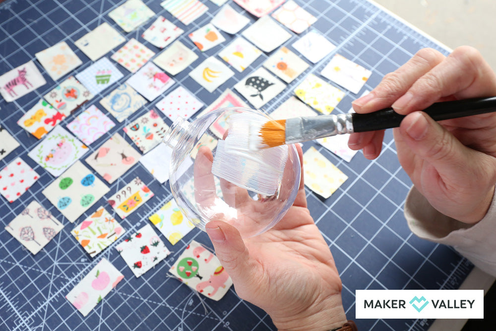 DIY Scrappy Fabric Mod Podge Ornaments - Downloadable PDF