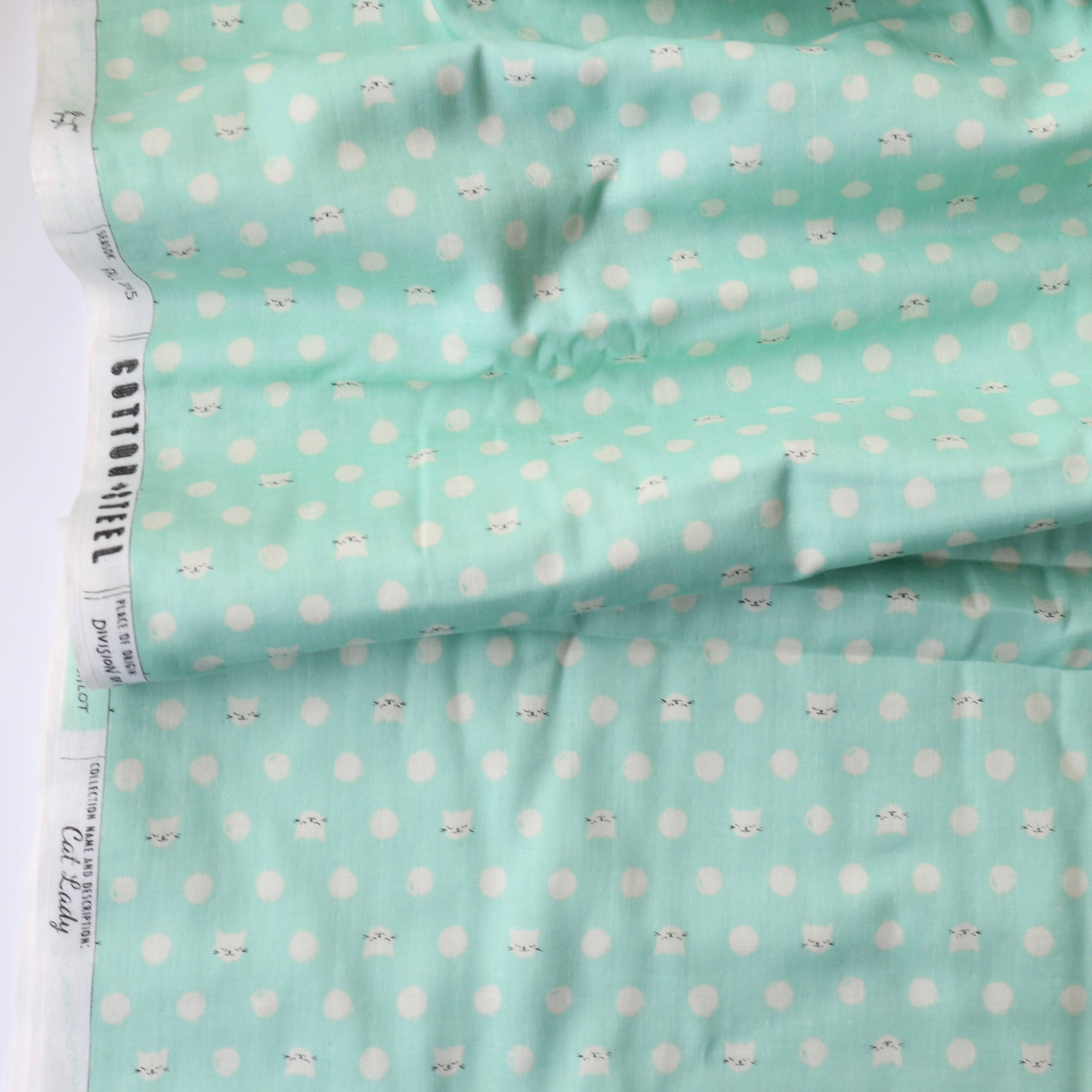 Cat Lady Double Gauze - Mint (Out of Print) - 4 Yard Cut