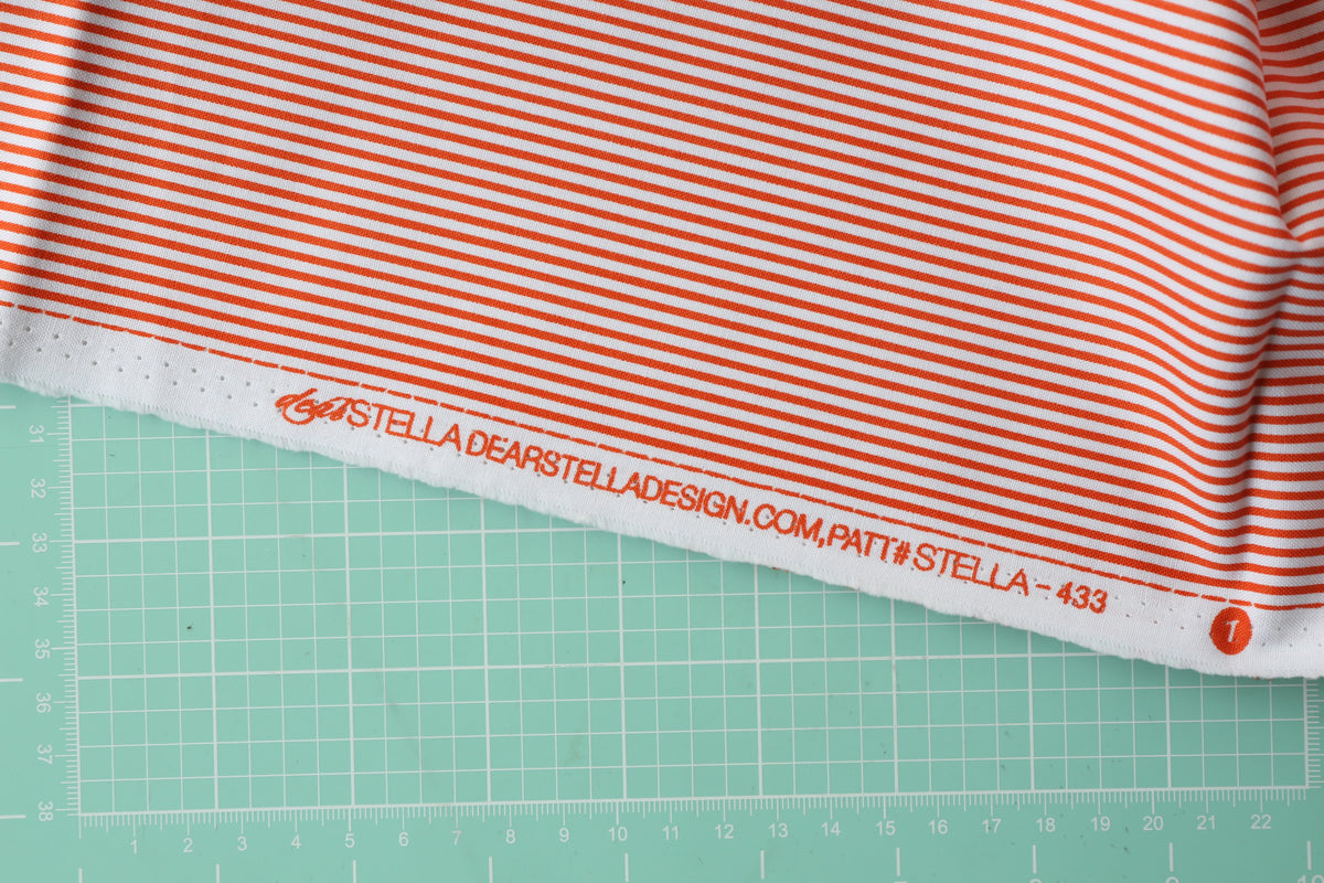 Dear Stella Dress Stripe (flame) - 1 Yard
