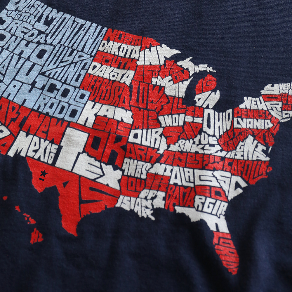 USA Flag Map - T-shirt (Navy)