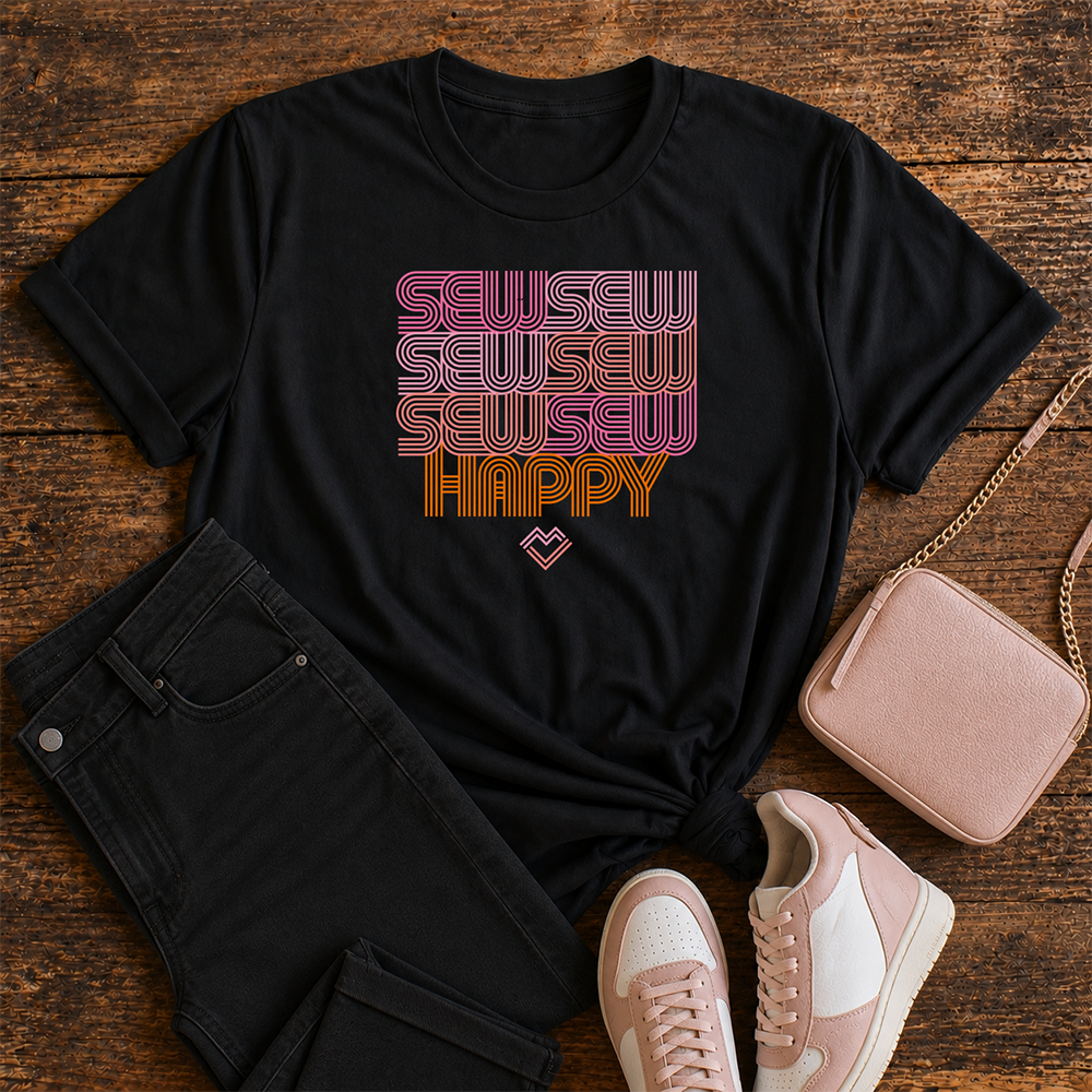 Sew Sew Sew Happy - T-shirt (Black)