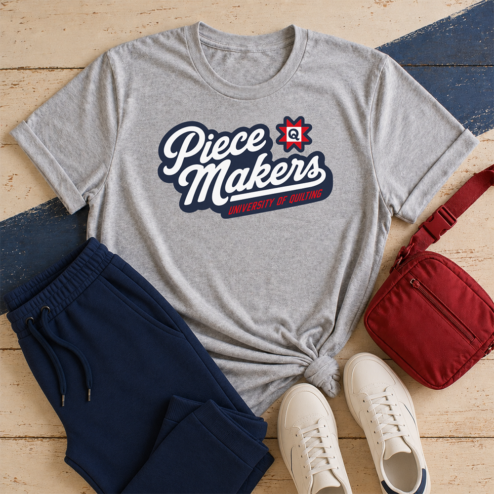 University of Quilting: Piecemakers Script - T-shirt (Gray)