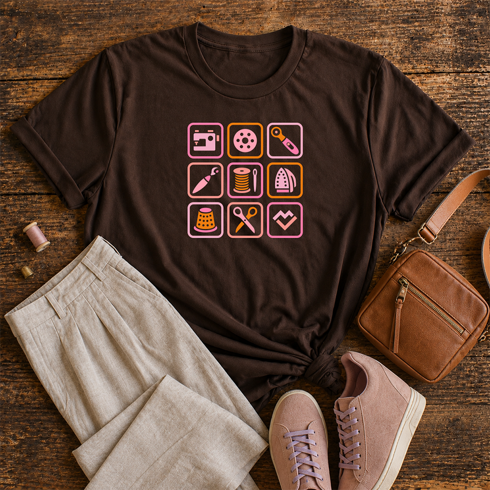 Sewing Symbols - T-Shirt (Brown)