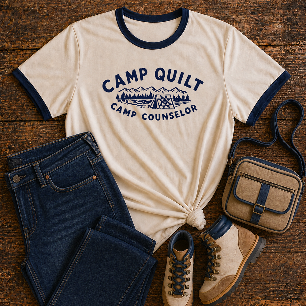 Camp Quilt Counselor - Ringer T-shirt (Cream)