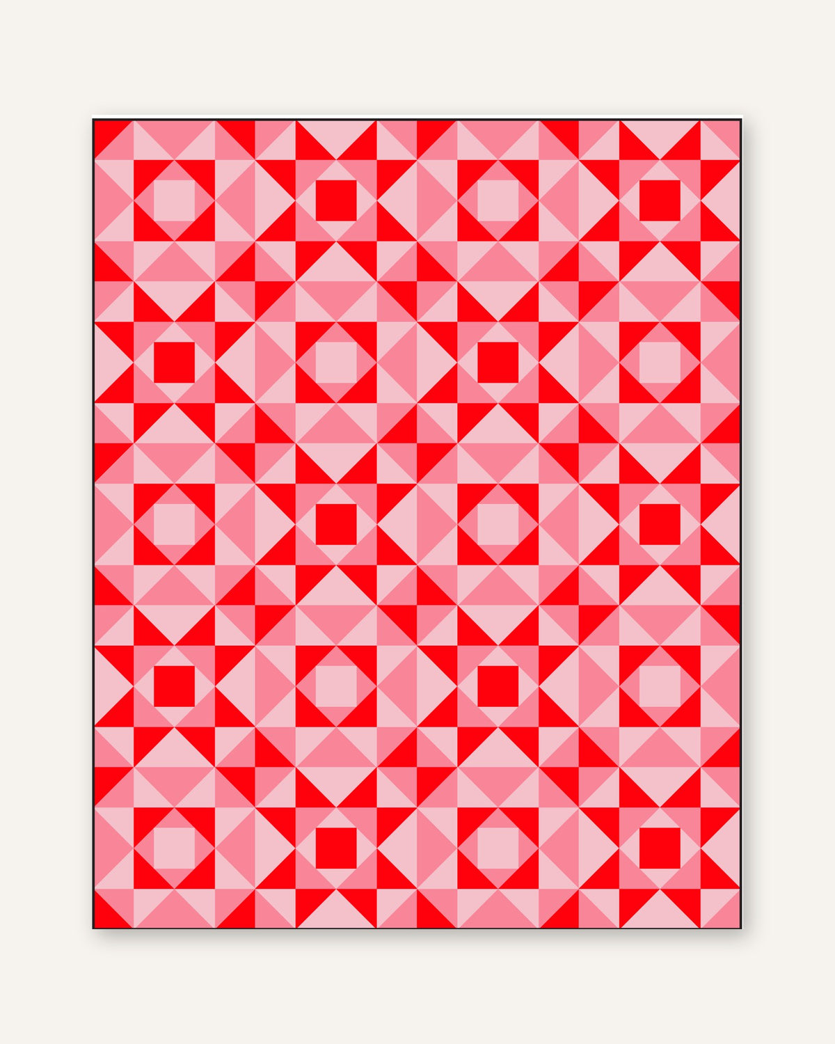 Economy Stars quilt pattern three-color version in red and pink