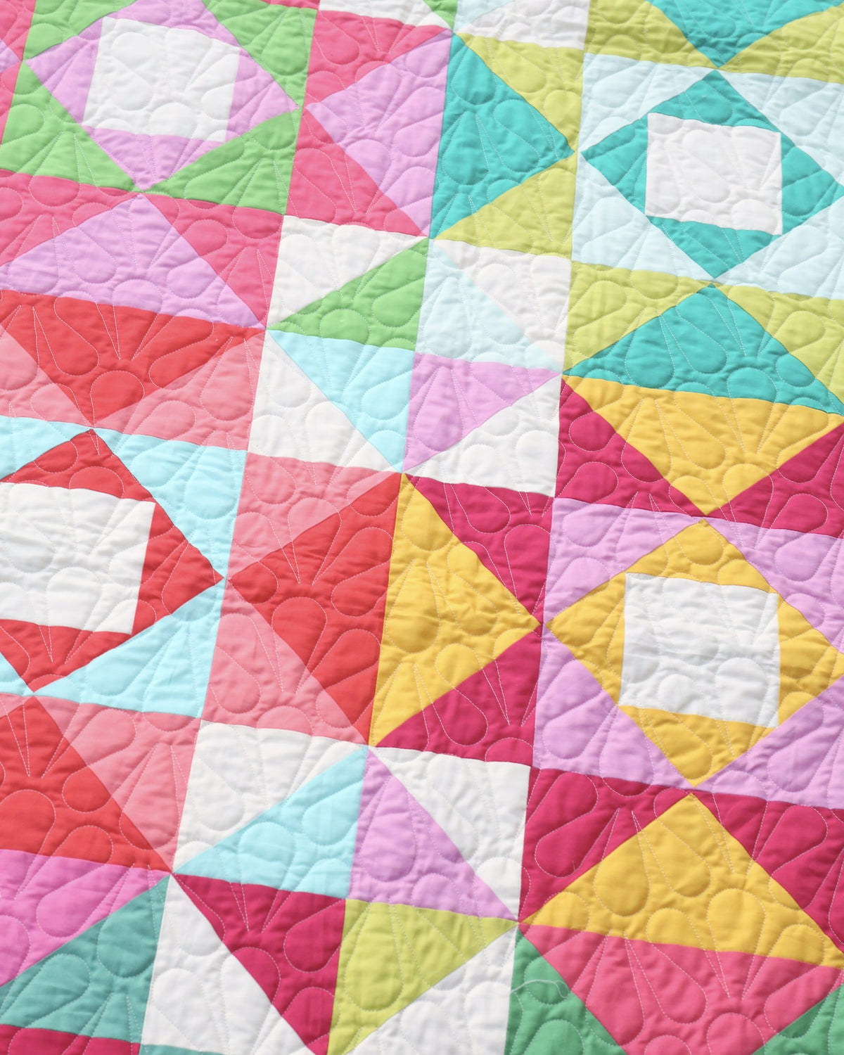 Close-up of the quilting on the Economy Stars quilt