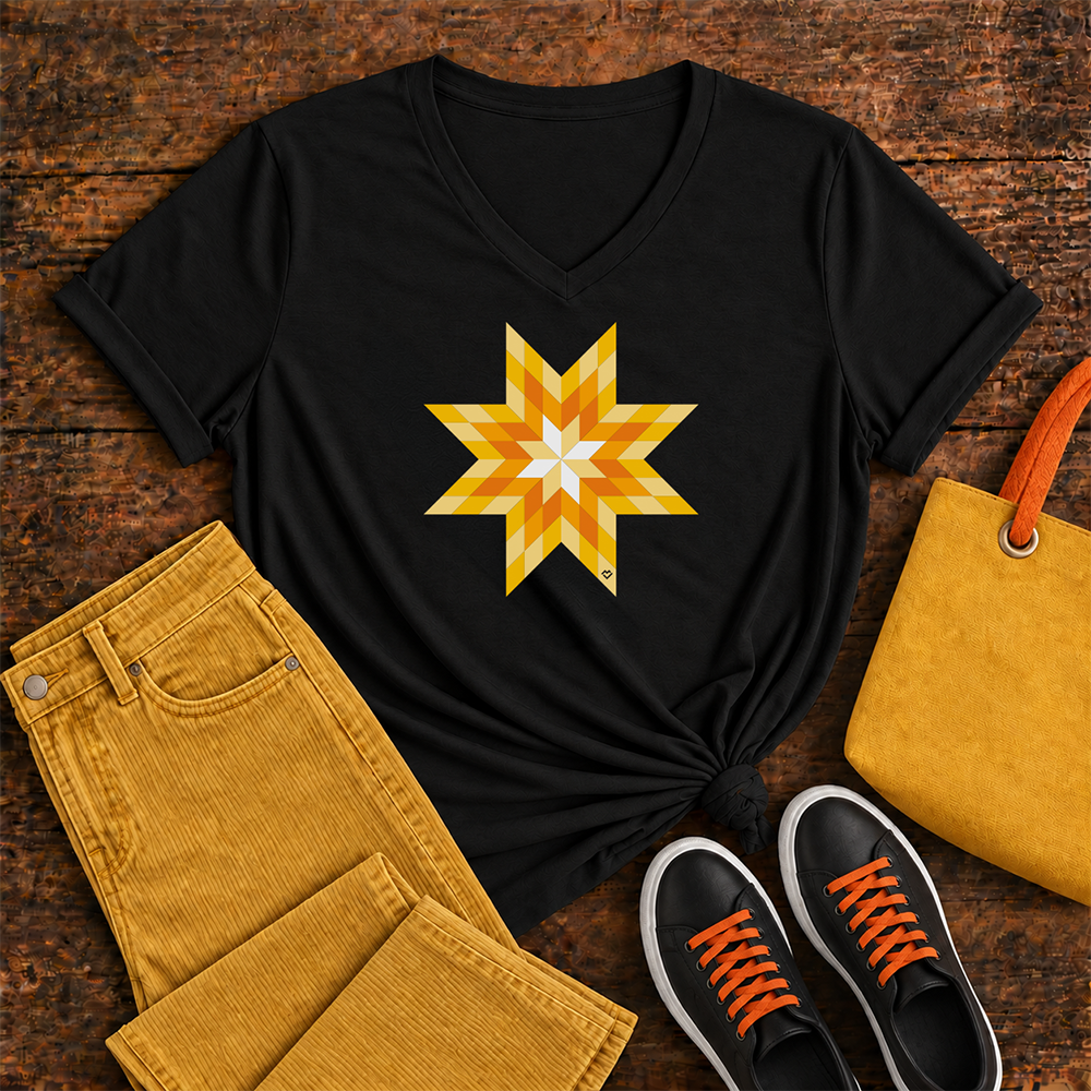 Lone Star - V-neck T-shirt (Candy Corn - Black)