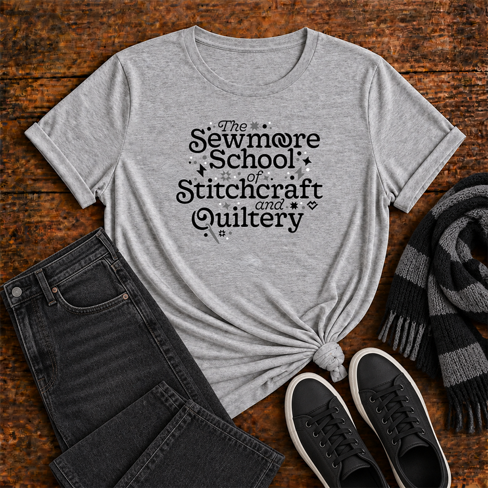 Sewmoore School of Stitchcraft and Quiltery - T-shirt (Gray)