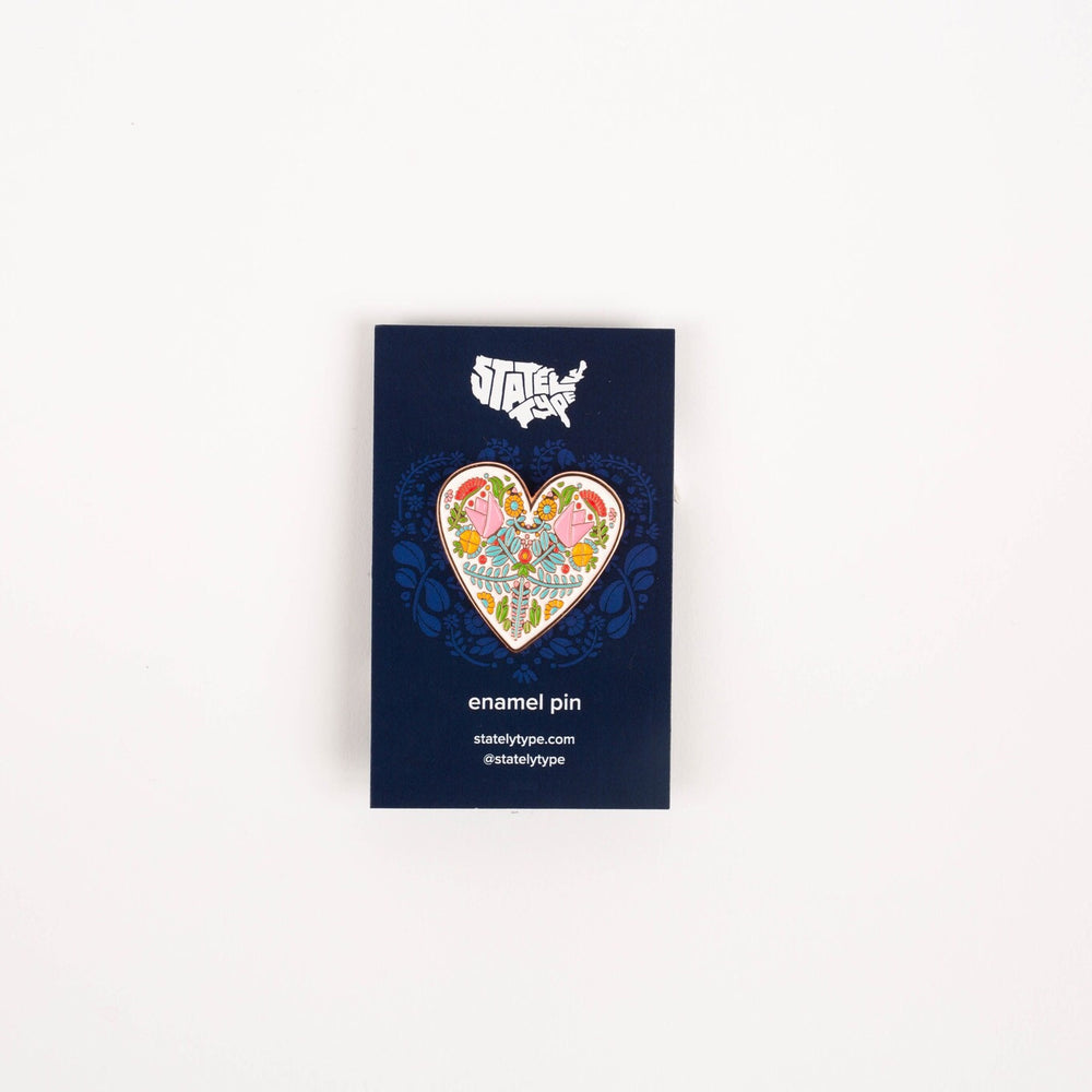 Norwegian Folk Art Heart - Enamel Pin