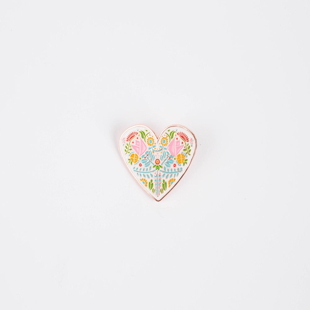 Norwegian Folk Art Heart - Enamel Pin