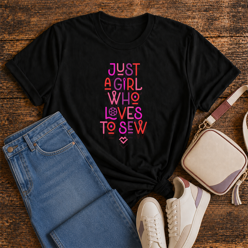 Just a Girl Who Loves to Sew - T-shirt (Black)