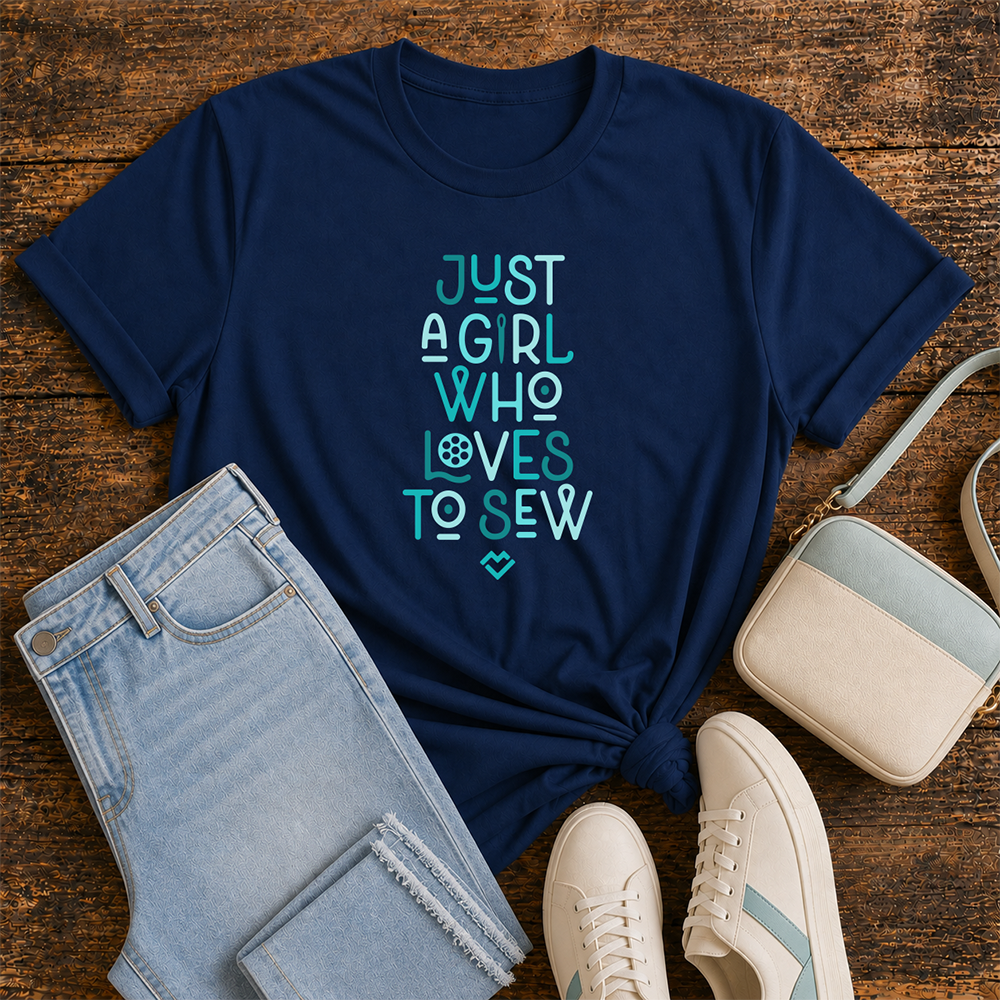 Just a Girl Who Loves to Sew - T-shirt (Navy)