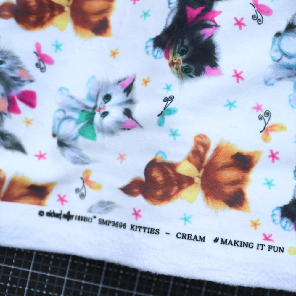 60" Wideback Minky - Kitties Making It Fun - 1 ½ Yard Cut