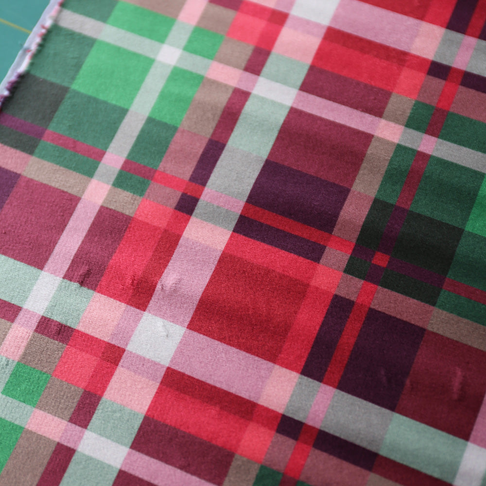 58" Wideback Minky - Mammoth Plaid (Cranberry) - 2 ½ Yard Cut