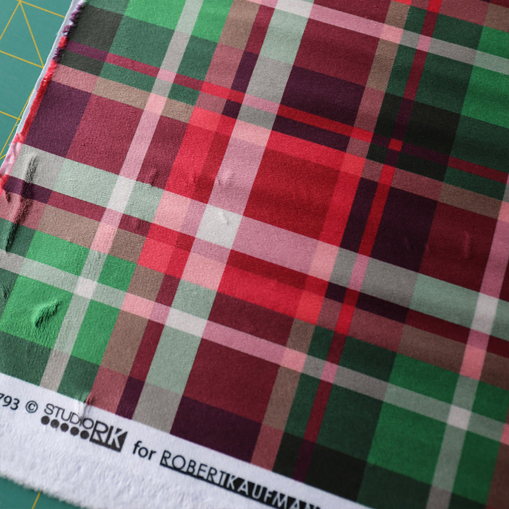 58" Wideback Minky - Mammoth Plaid (Cranberry) - 2 ½ Yard Cut