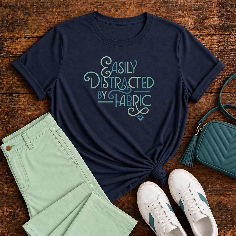Easily Distracted by Fabric - T-shirt (Navy)
