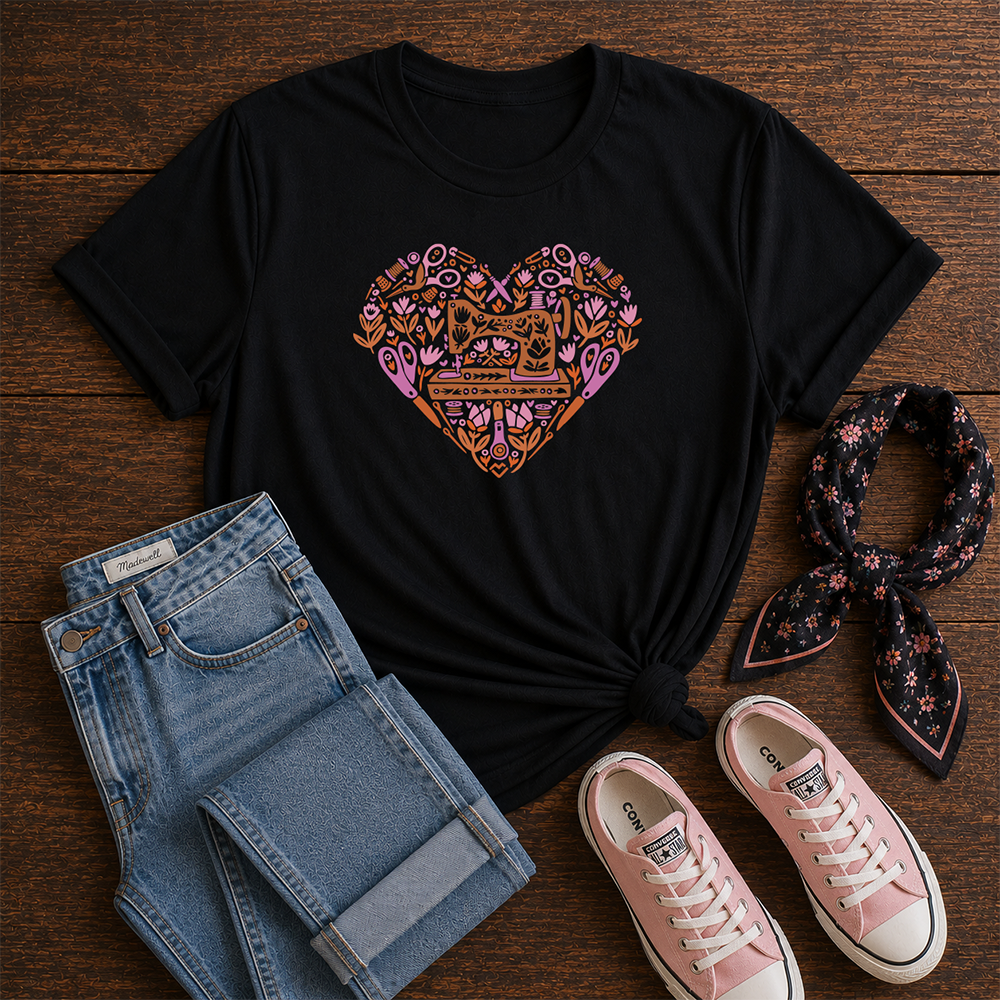 Sewing Heart - T-Shirt (Black)