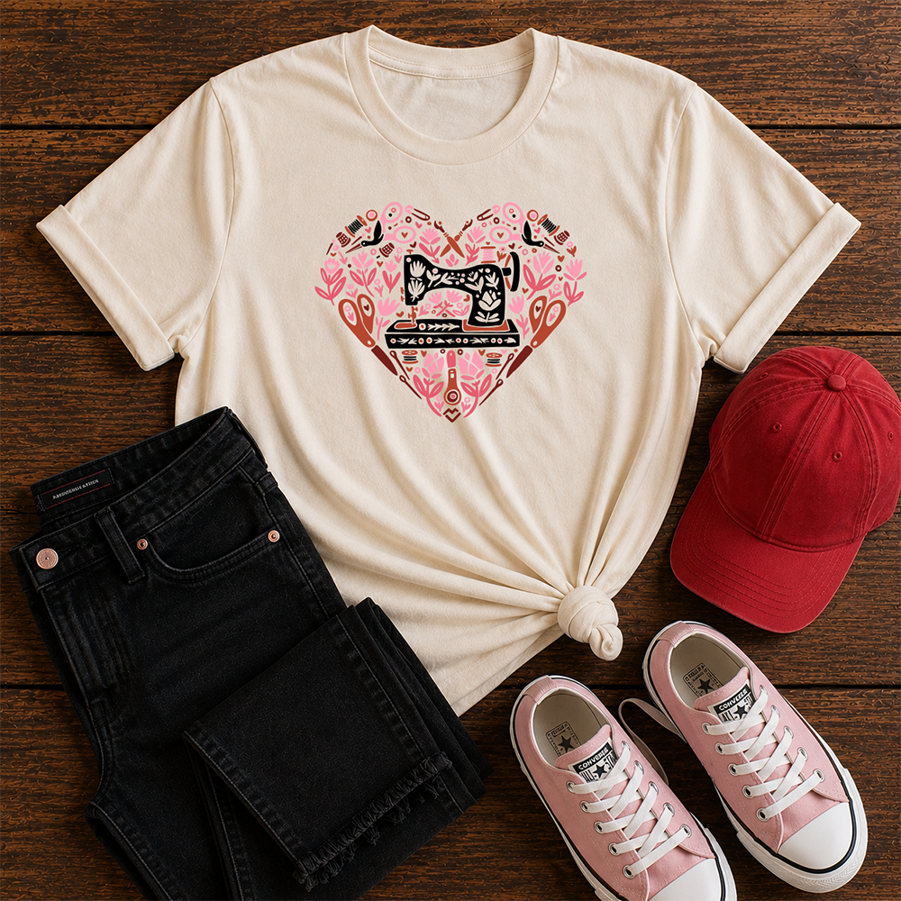 Sewing Heart - T-Shirt (Cream)